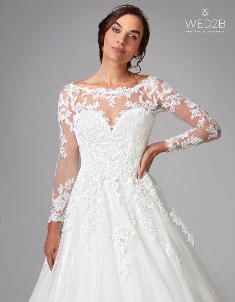 Stephanie a long sleeve lace wedding dress by Anna Sorrano