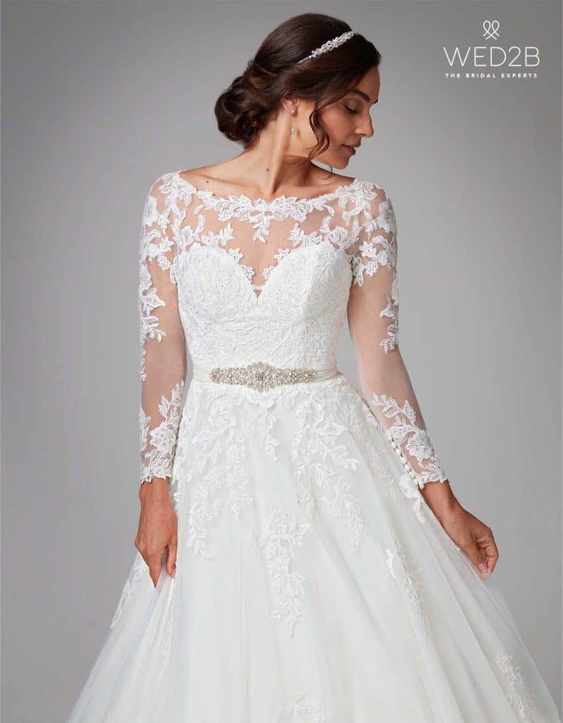 Stephanie a long sleeve lace wedding dress by Anna Sorrano