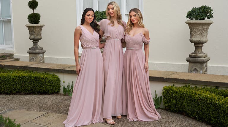 Blush pink bridesmaids dresses