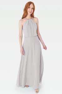 Front image of Bella a silver bridesmaids dress by Infinite