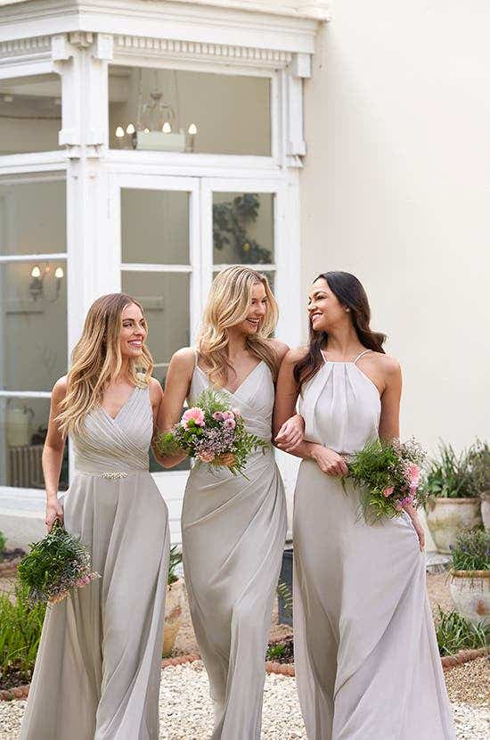 Mix and match grey bridesmaids dresses by Infinite