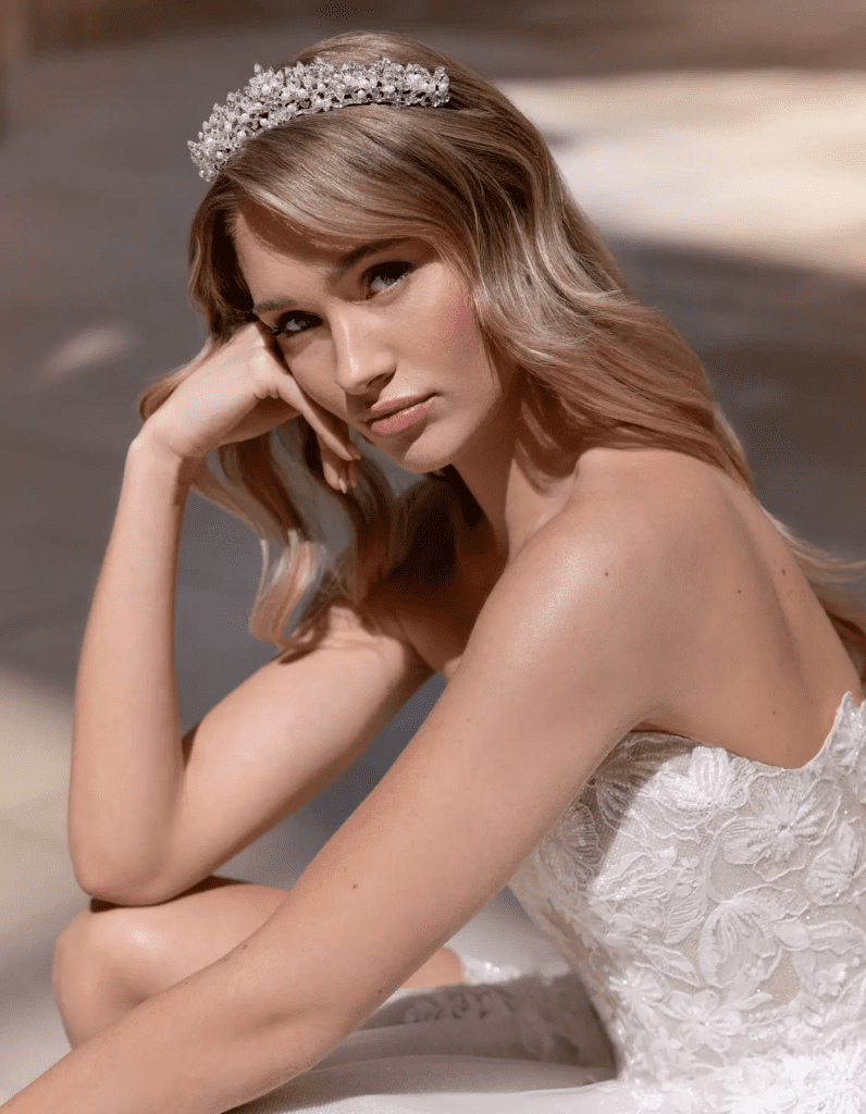 Liliana crystal and pearl tiara inspired by Adele’s bridal style