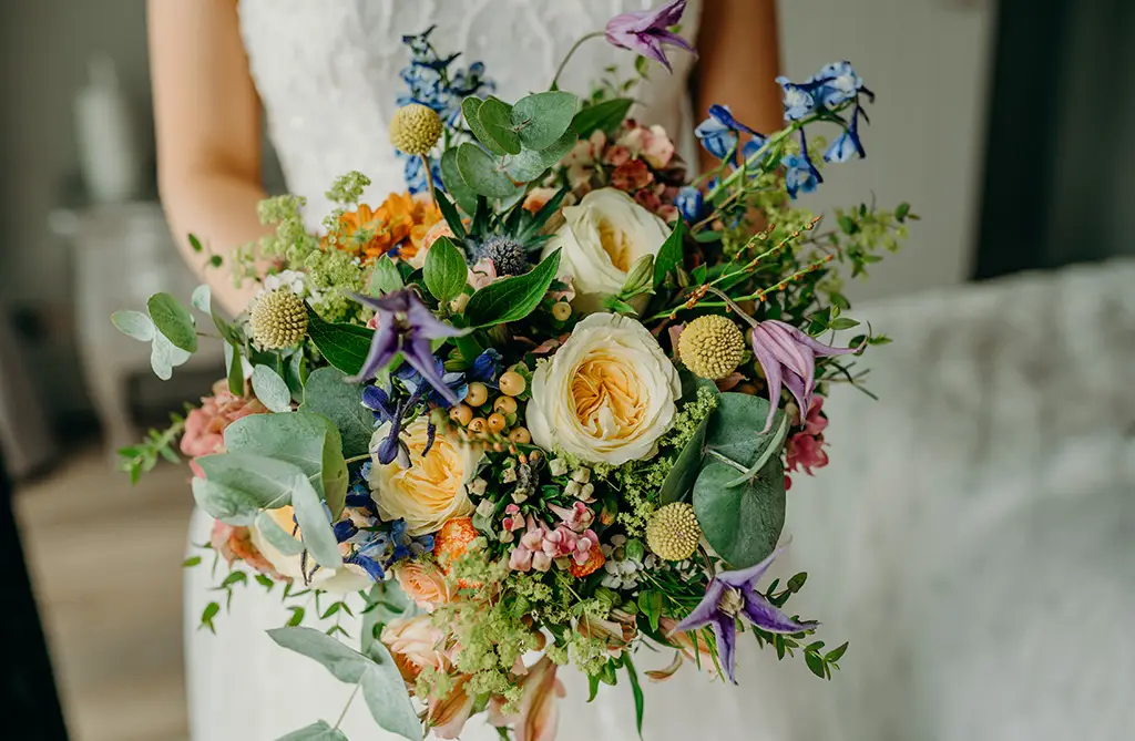 Spring bridal bouquet from Louise and Sam’s wedding