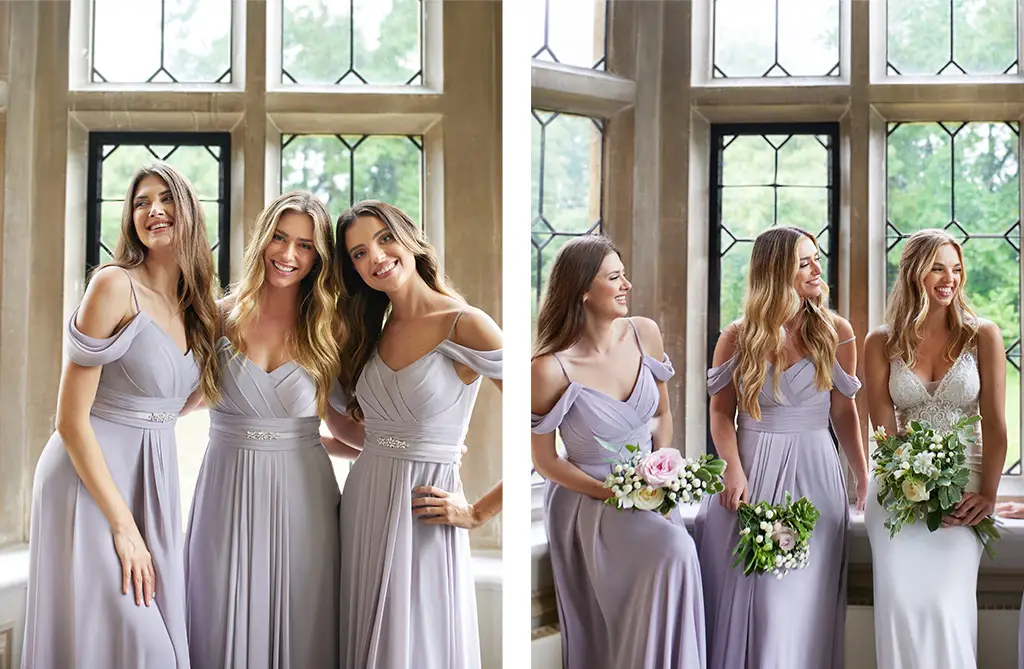 wed2b Infinite bridesmaids dresses in soft spring colours