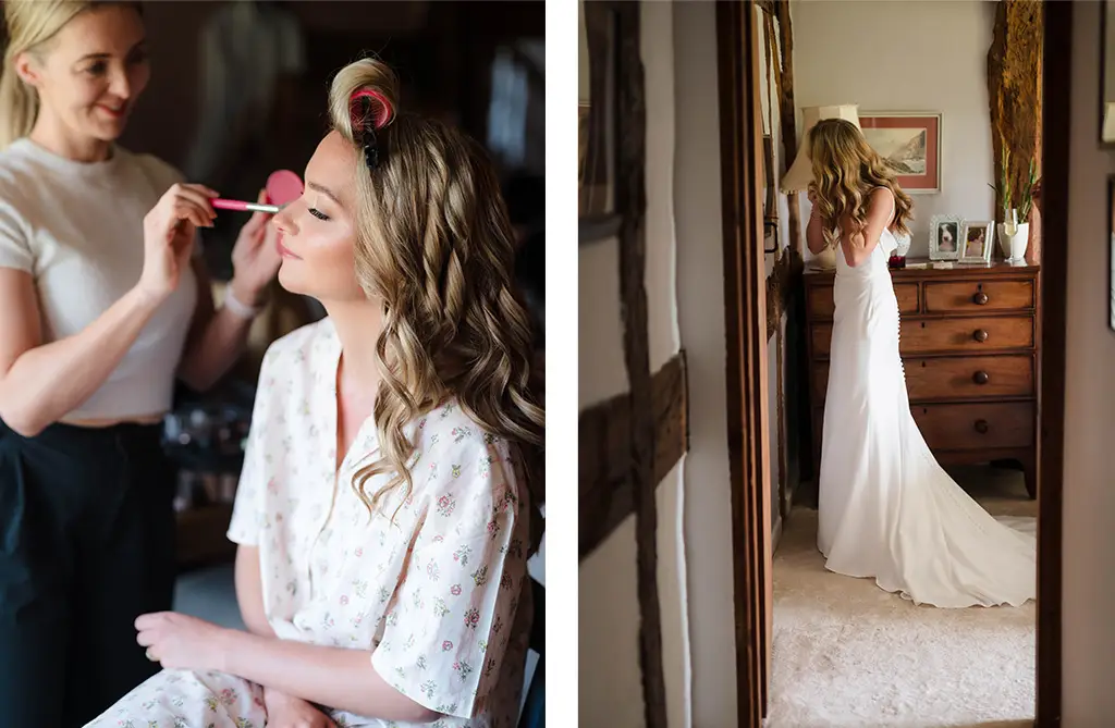 Bride wearing the Sidney wedding dress by wed2b