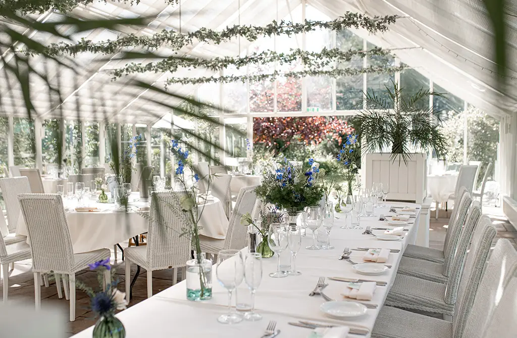 Bride in a Sofia Cruz ballgown at an elegant manor house wedding