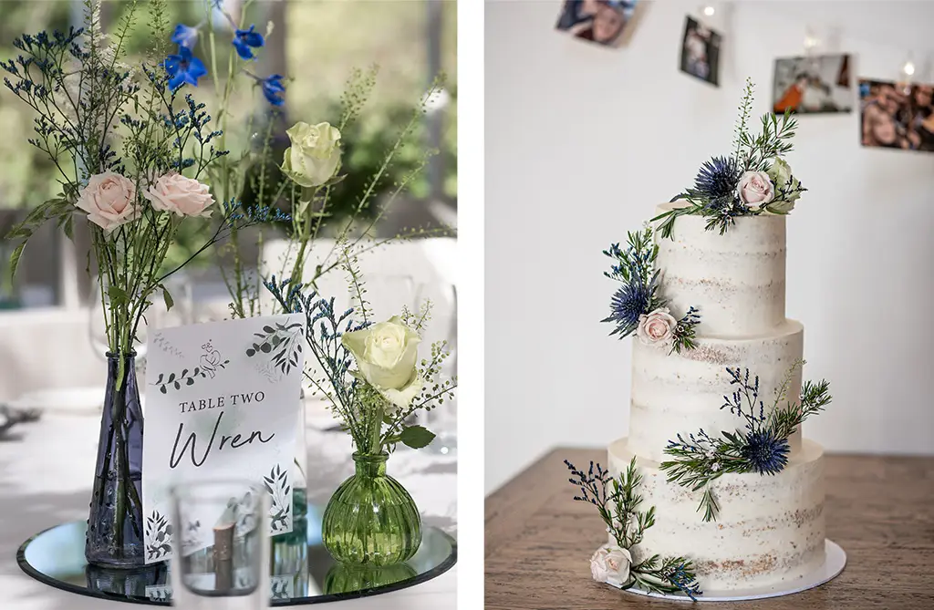 Rachel styling her Sofia Cruz wedding dress with a pearl veil and delicate hair comb