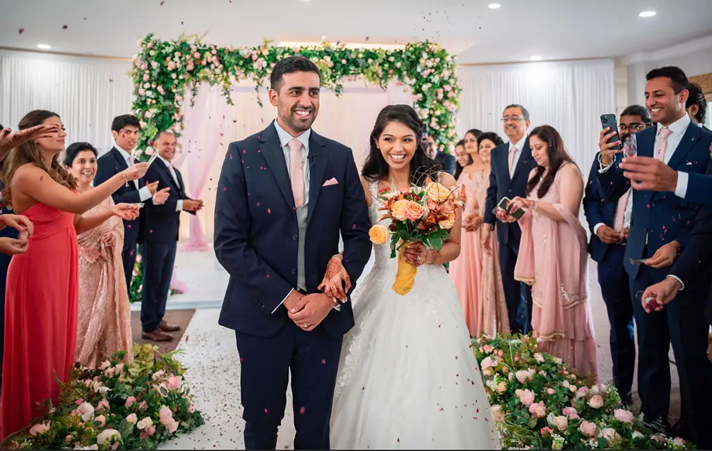 Akshara and Sanchit’s floral wedding ceremony display
