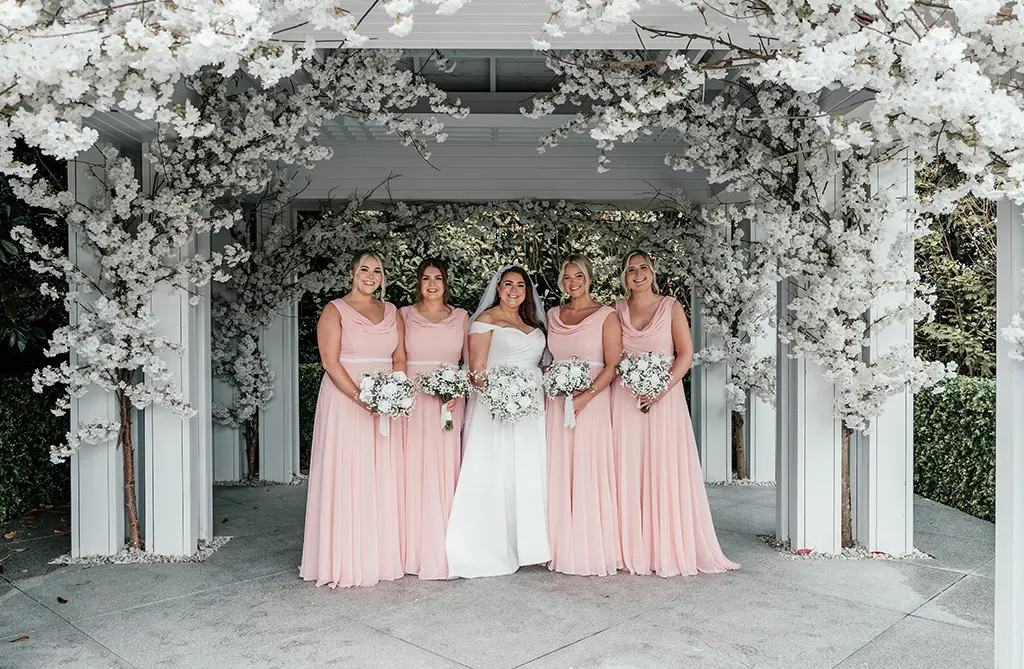 Joanna with her bridesmaids on her wedding day