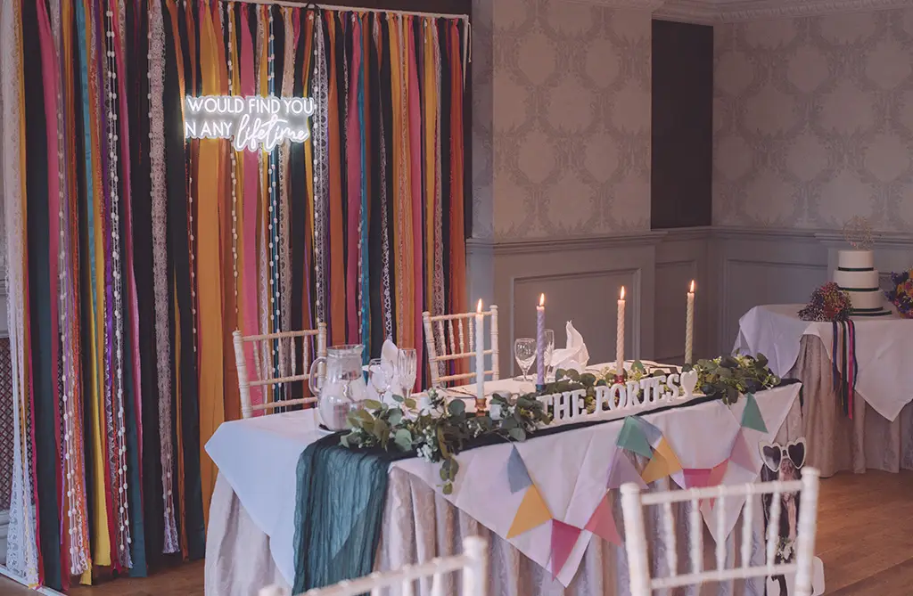 Daisey and Kieran’s top table wedding setting