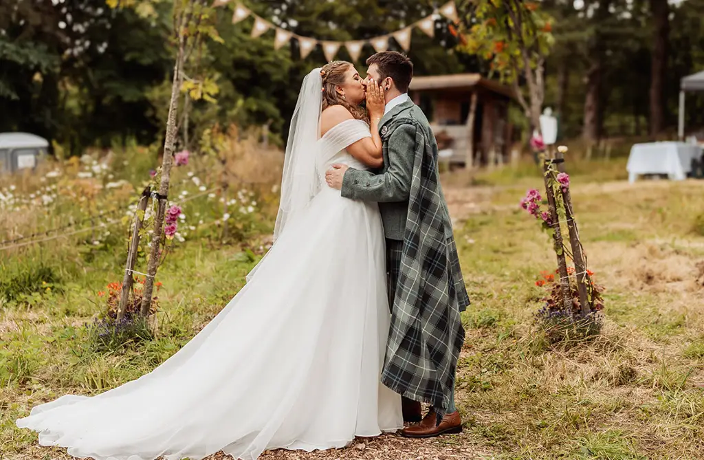Sarah-Jane and Stephen at their outdoor festival wedding in Scotland