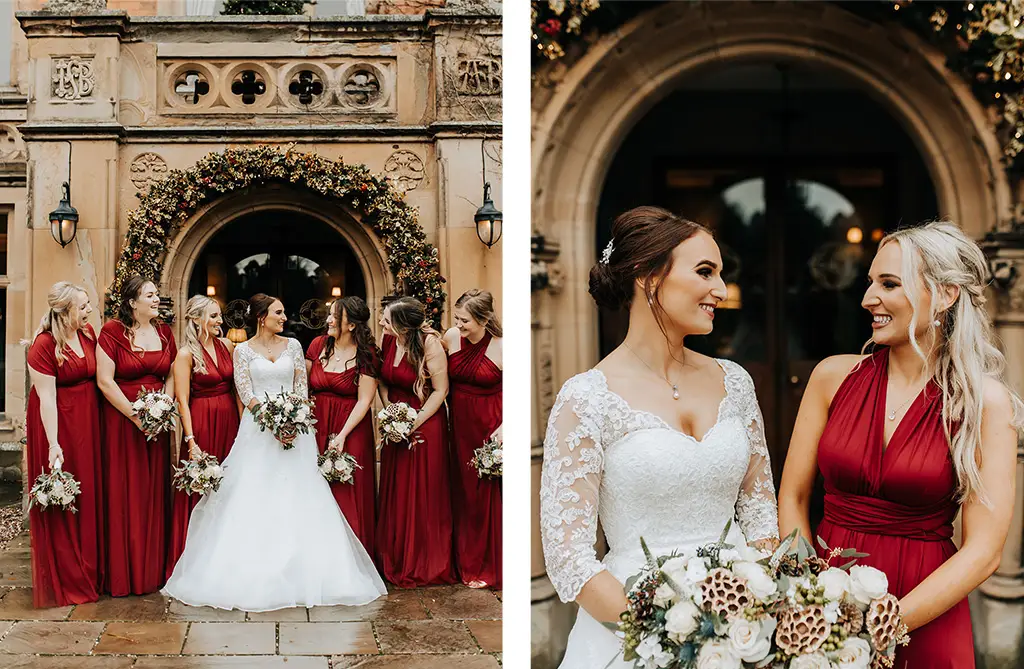 Kelly and Findlay’s bride and bridesmaids’ bouquets for a winter wedding