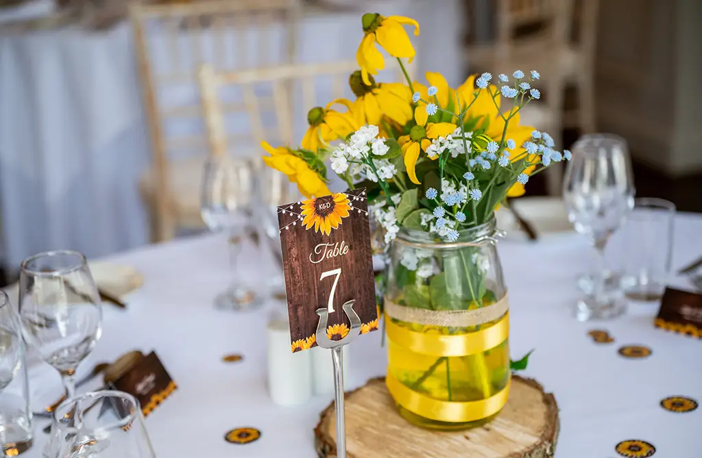 Katie and Daniel’s simple wedding table floral setting