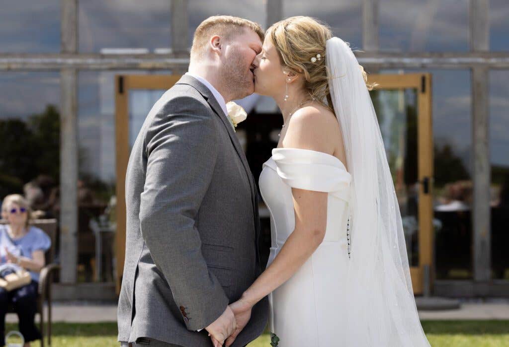 Jodey wearing the Stefano wedding dress by Anna Sorrano