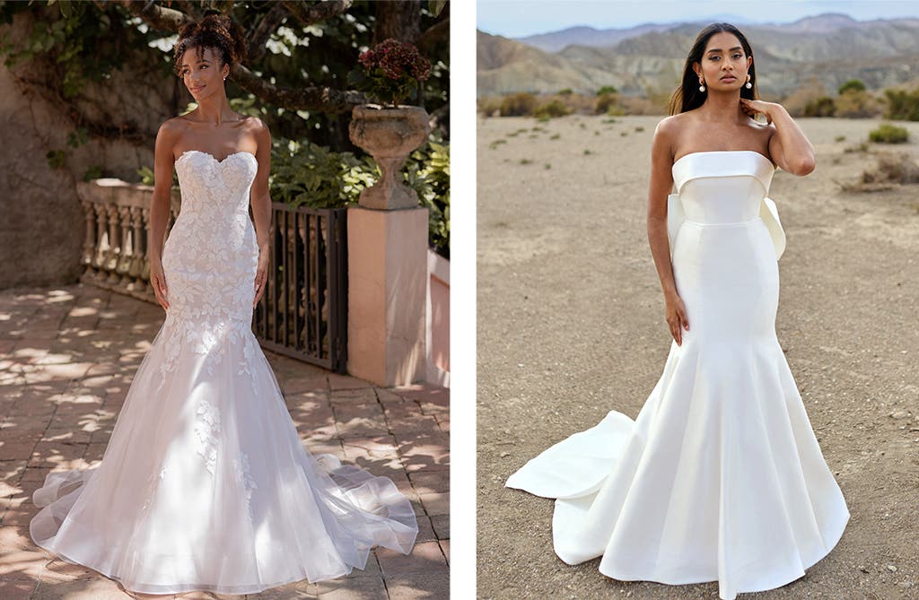 Affordable mermaid wedding dress with fitted silhouette