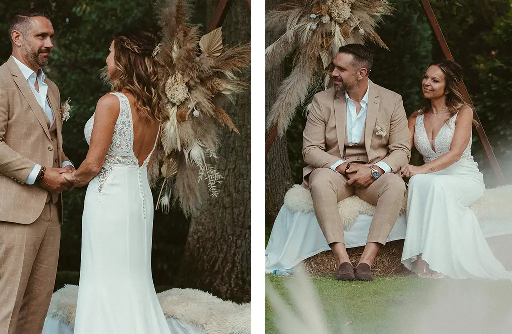 Krisje and Koen during their outdoor wedding ceremony