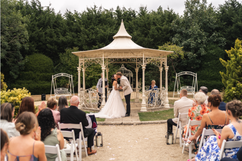 Lauren wearing the Rosalia wedding dress by Viva Bride