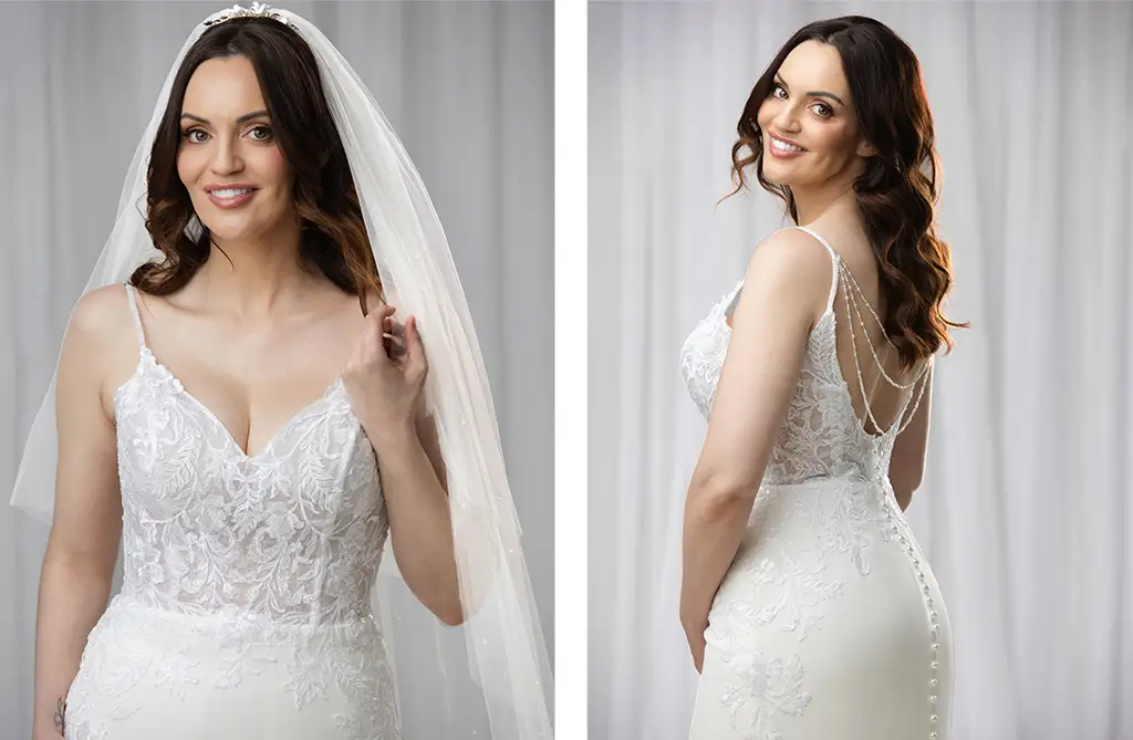 Joanne wearing her wed2b wedding dress