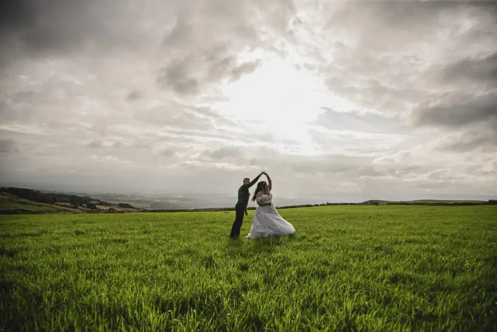 Real bride Rachel at her outdoor countryside wedding