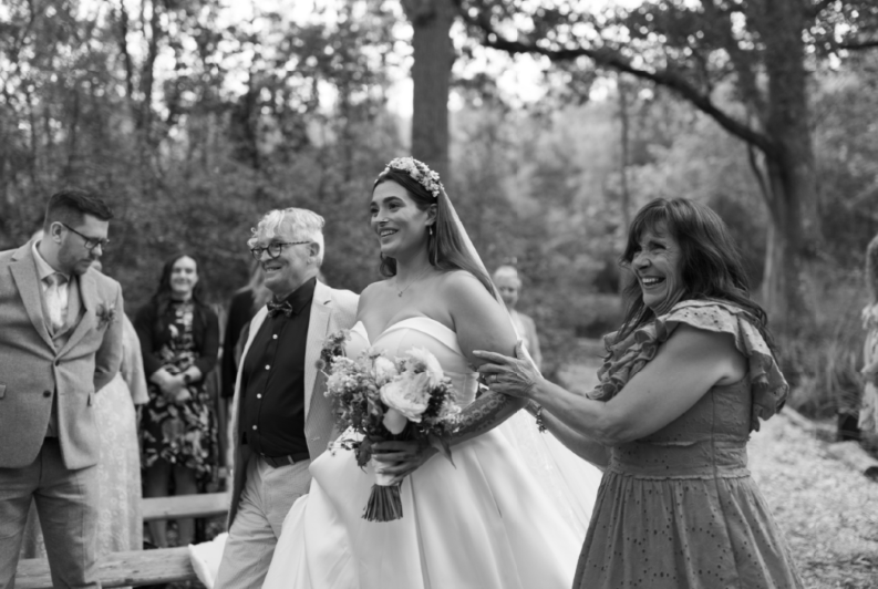 Outdoor summer wedding ceremony setting
