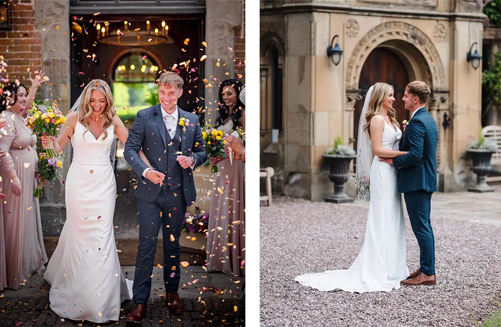 Real brides Morgan and Connor at their spring barn wedding