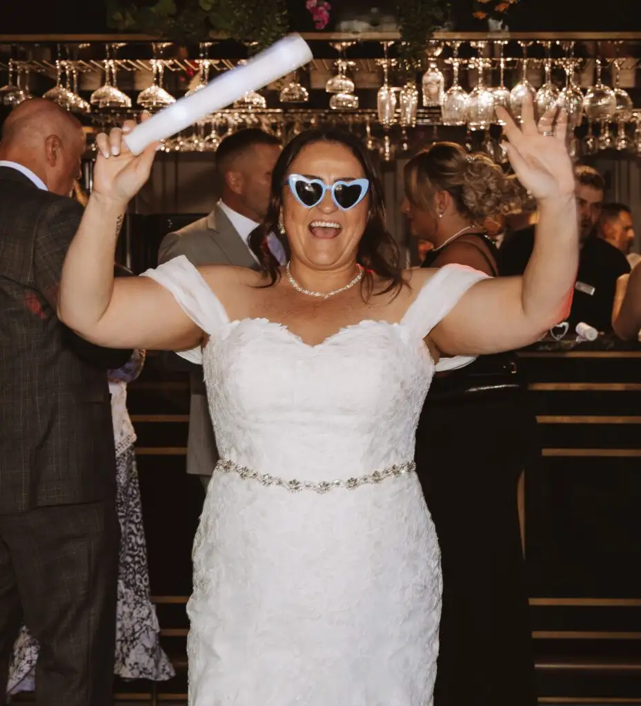 Cheryl and Karl celebrating their wedding day