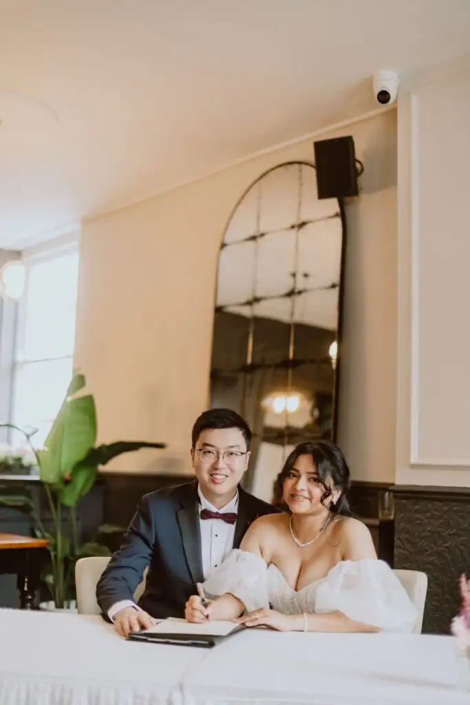 Couple planning their quick turnaround wedding