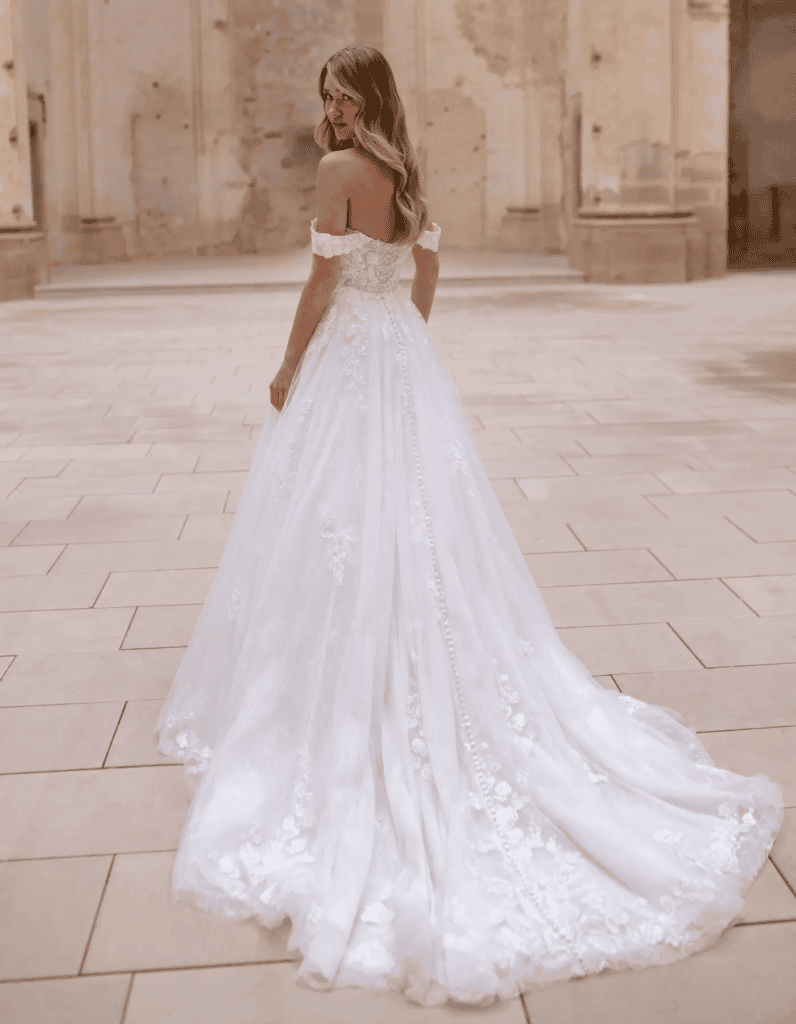 Liliya wedding dress Chantilly lace and beaded embroidery