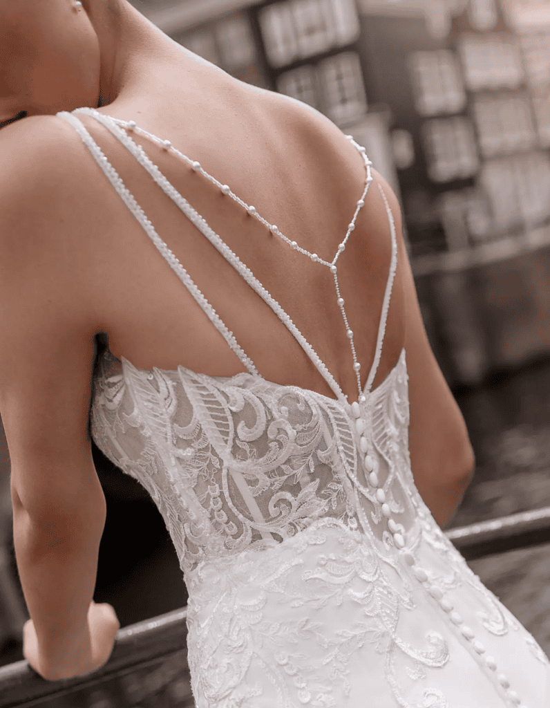 Bride wearing a statement wedding dress