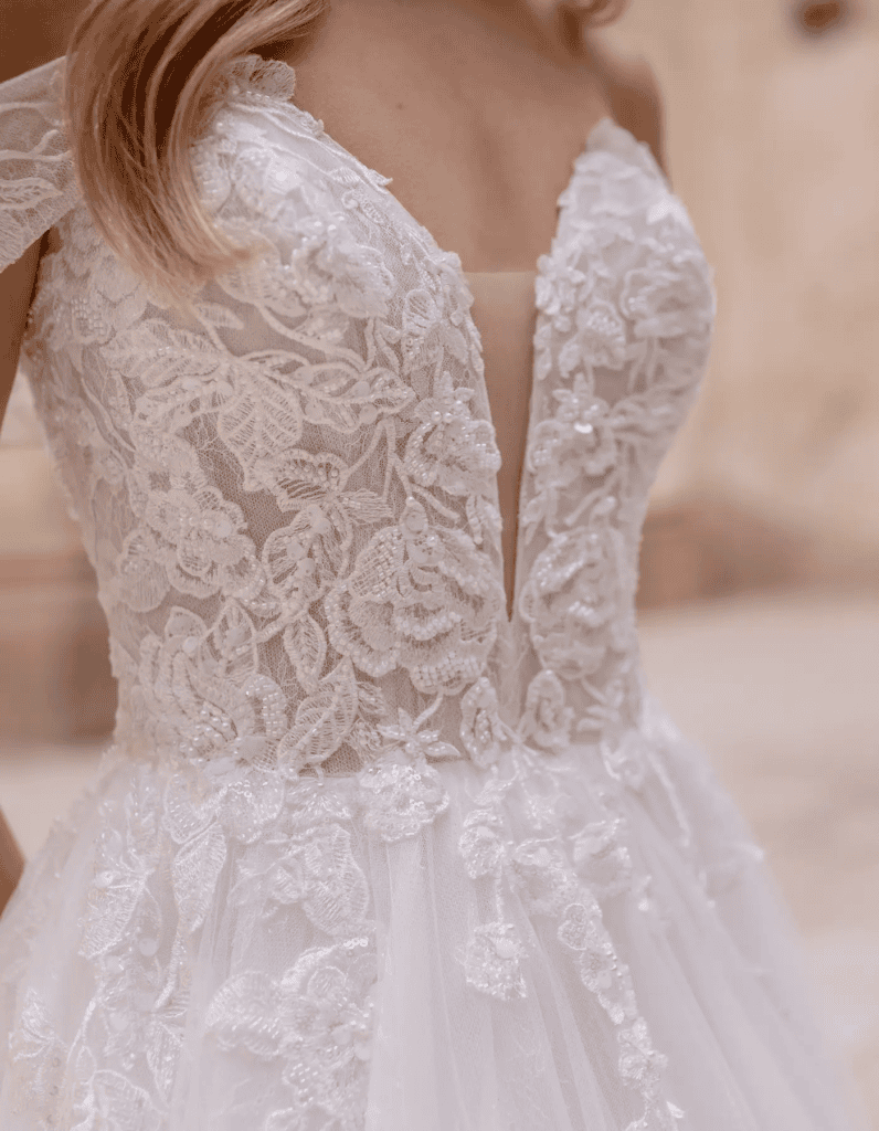 Statement wedding dress design details