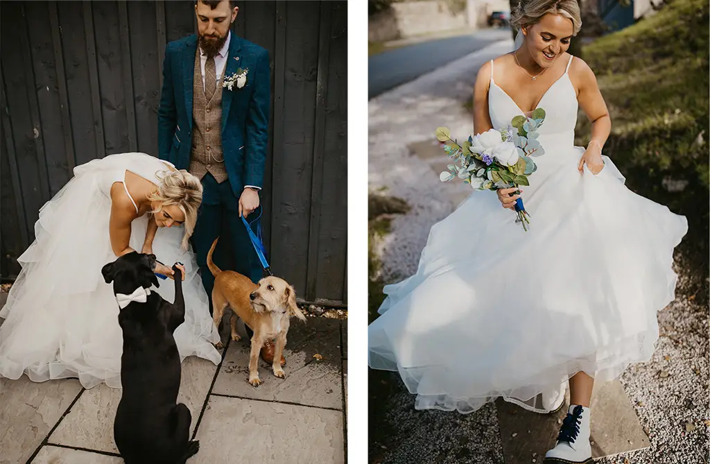Real brides Rhian and David at their relaxed DIY wedding