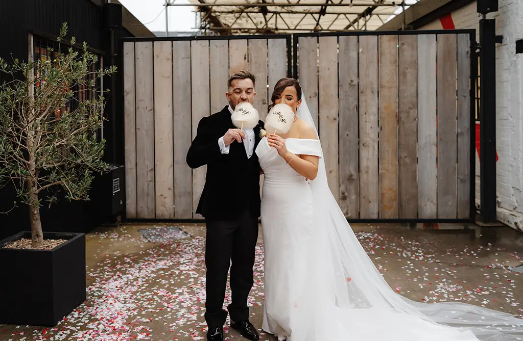 Real brides Mollie and Luke at their rustic barn wedding