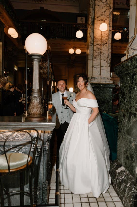 Rachel and Steven celebrating their Edinburgh wedding