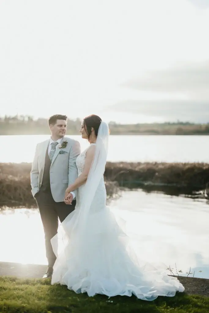 Katie and Michael on their Halloween wedding day