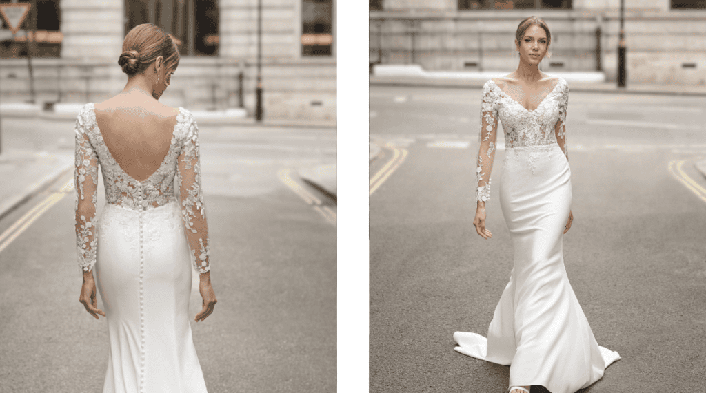 Zion illusion sleeve lace wedding dress by Miavalenca