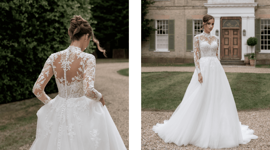 Bradbury high neck long sleeve lace wedding dress by Anna Sorrano
